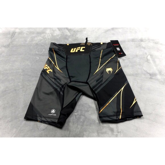 UFC Venum Large Black Gold Authentic Fight Night Long Fit Shorts NWT - Picture 1 of 6